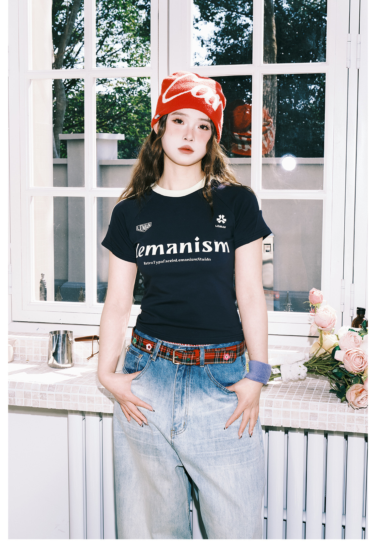 LEMANISM 三線 字母 短版短袖