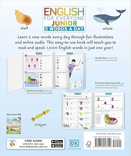 English for Everyone Junior: 5 Words a Day: Learn and Practice 1,000 English Words (DK 5-Words a Day)
