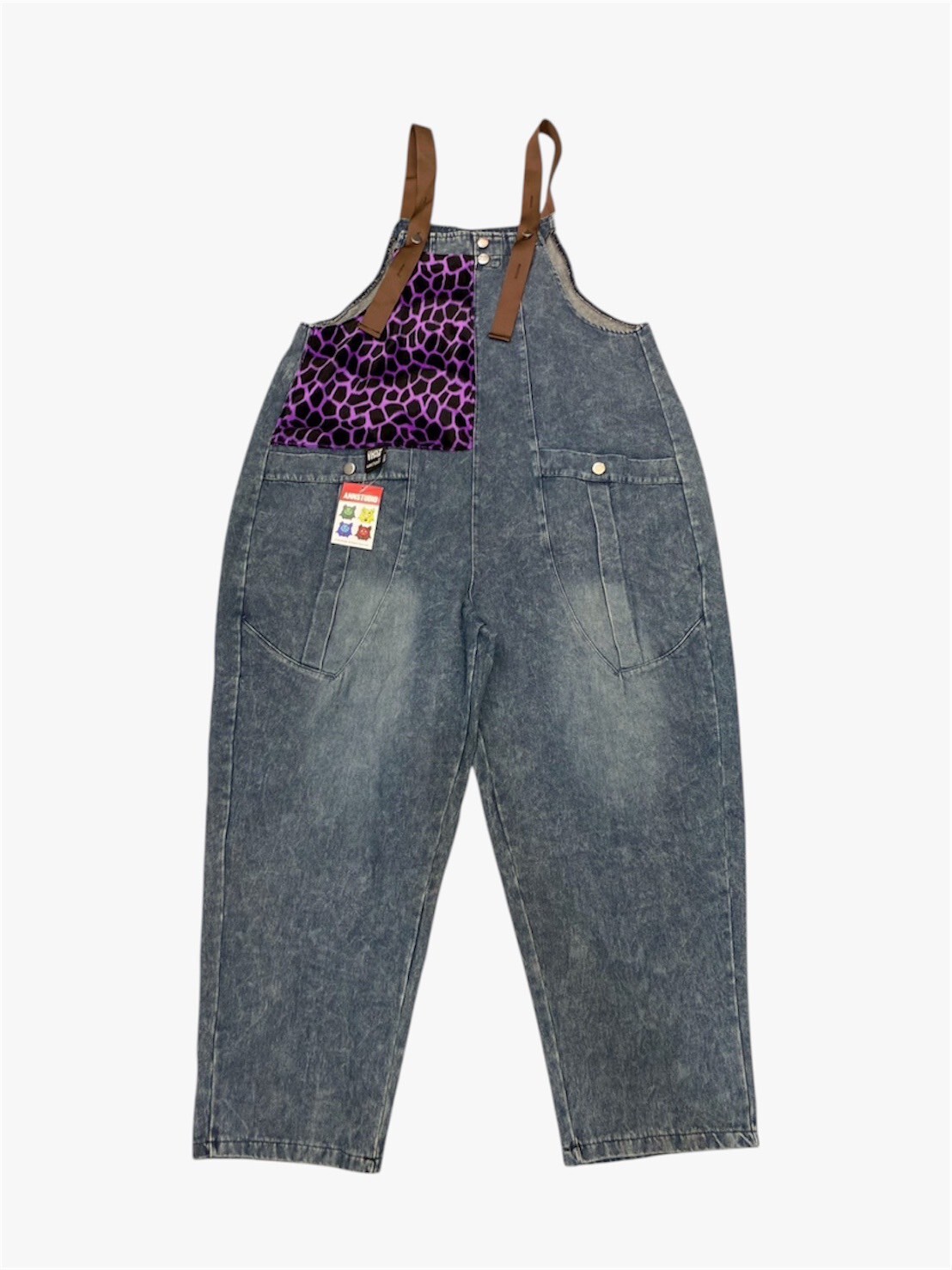 Annstudio / 雙口袋豹紋吊帶褲