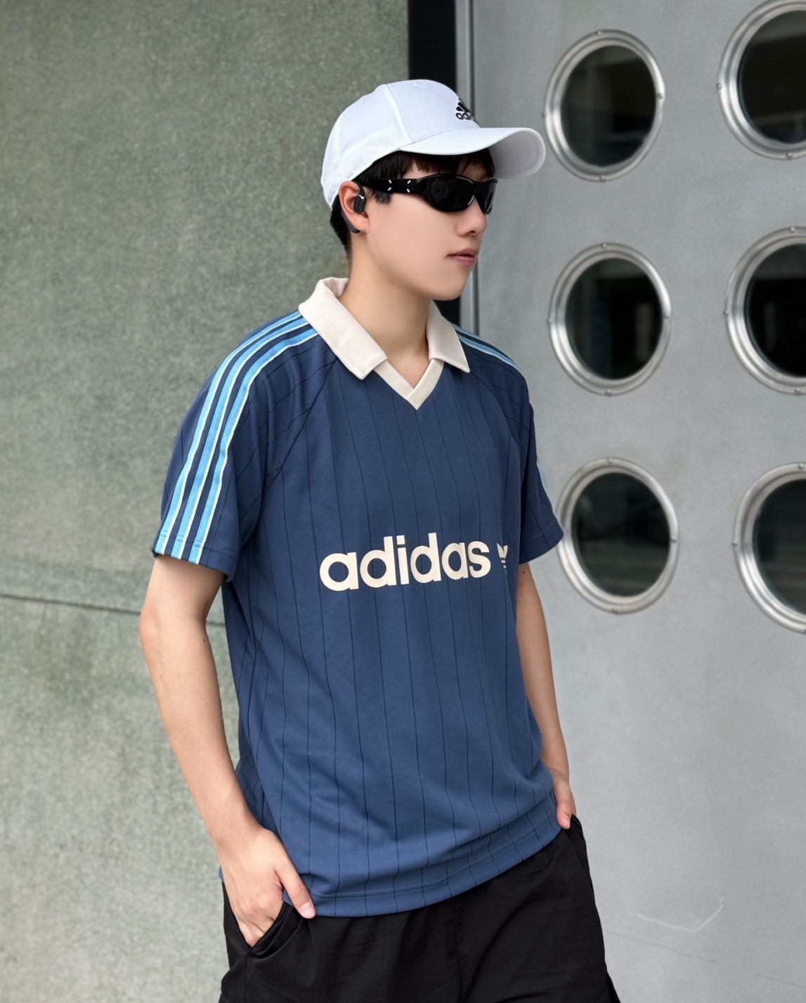 adidas Originals 細條紋Logo POLO衫｜藍色｜男款