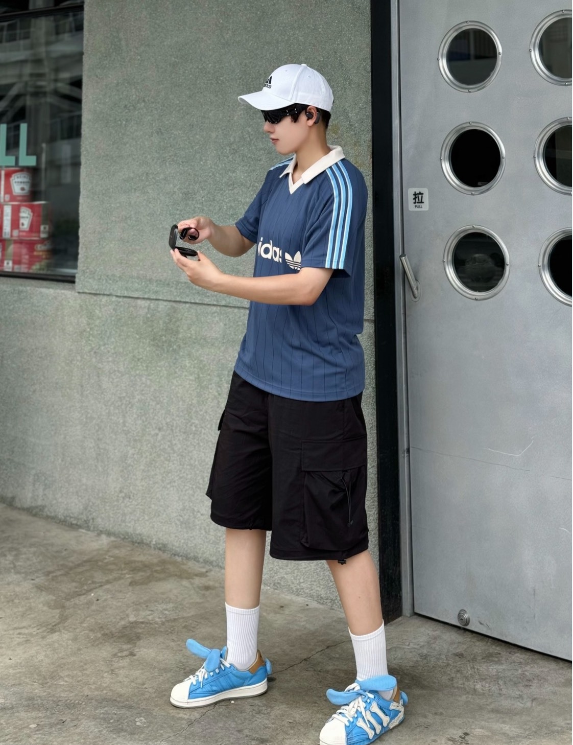 adidas Originals 細條紋Logo POLO衫｜藍色｜男款