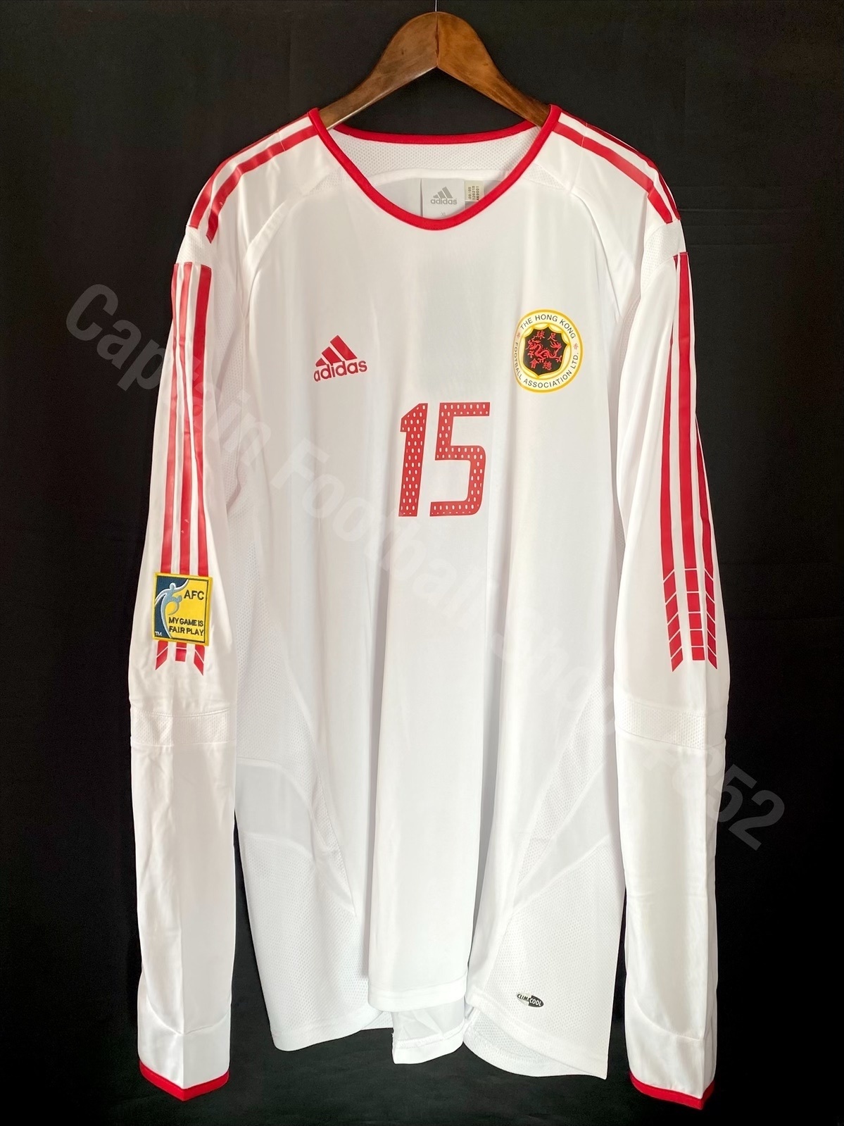 (Player Issue) Hong Kong Football Team 2005-2006 Adidas L/S Away Player Issue Shirt #15 W H CHAN