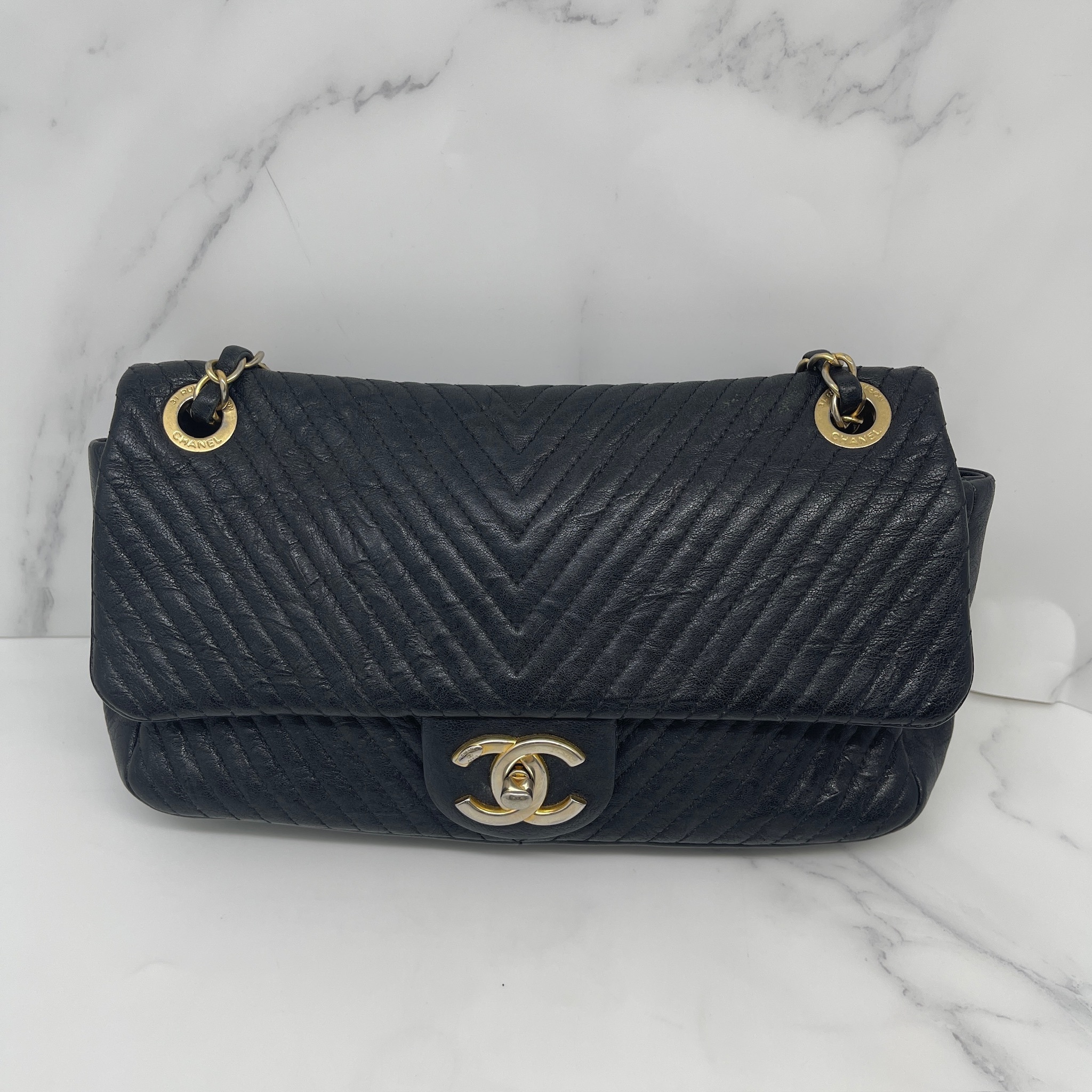 Chanel Chevron Medallion Charm Flap Bag