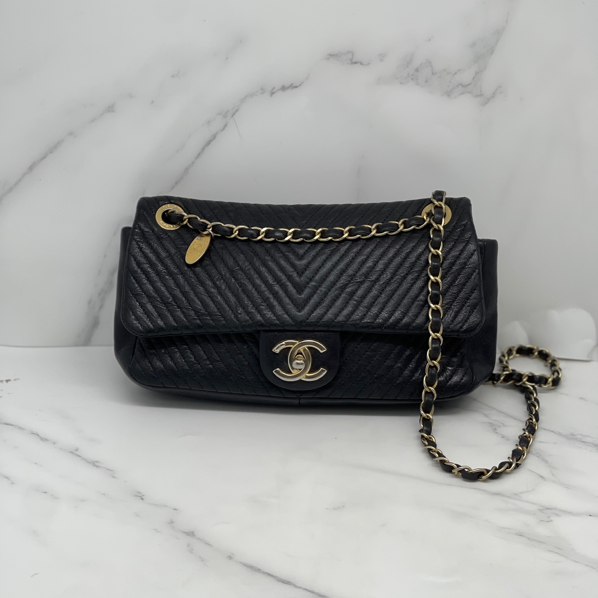 Chanel Chevron Medallion Charm Flap Bag