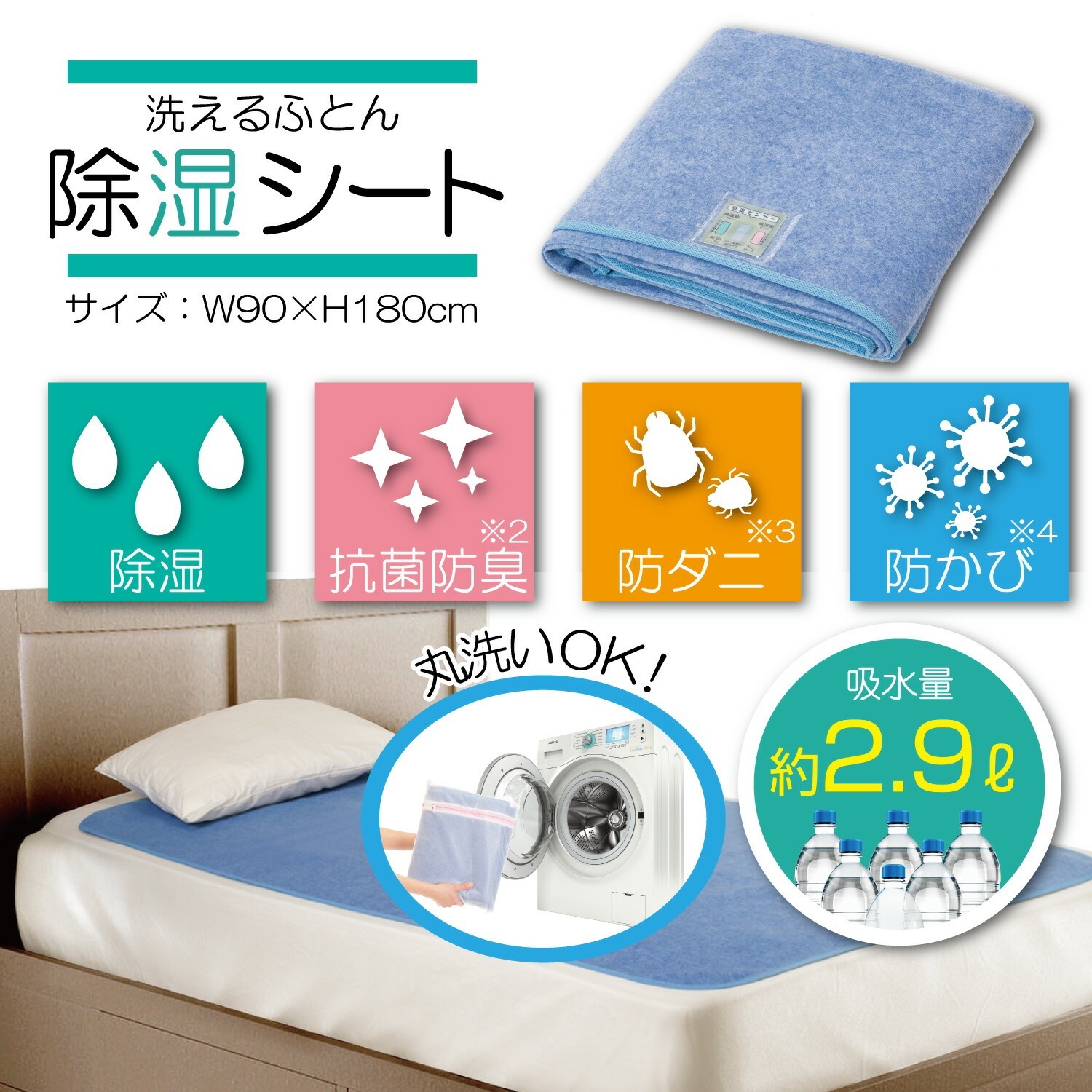 SUN-FAMILY - 【180x90cm】床褥專用吸濕墊 | 床墊吸濕墊 (SF13A)