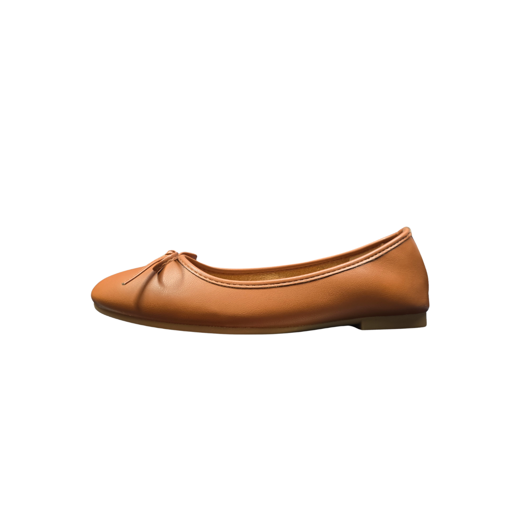 Yauritos | B001T| 橙啡色絲帶芭蕾鞋