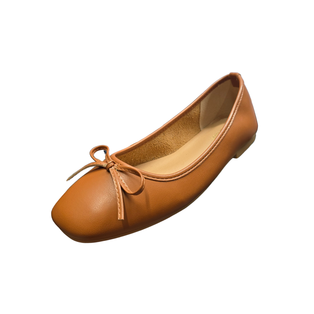 Yauritos | B001T| 橙啡色絲帶芭蕾鞋