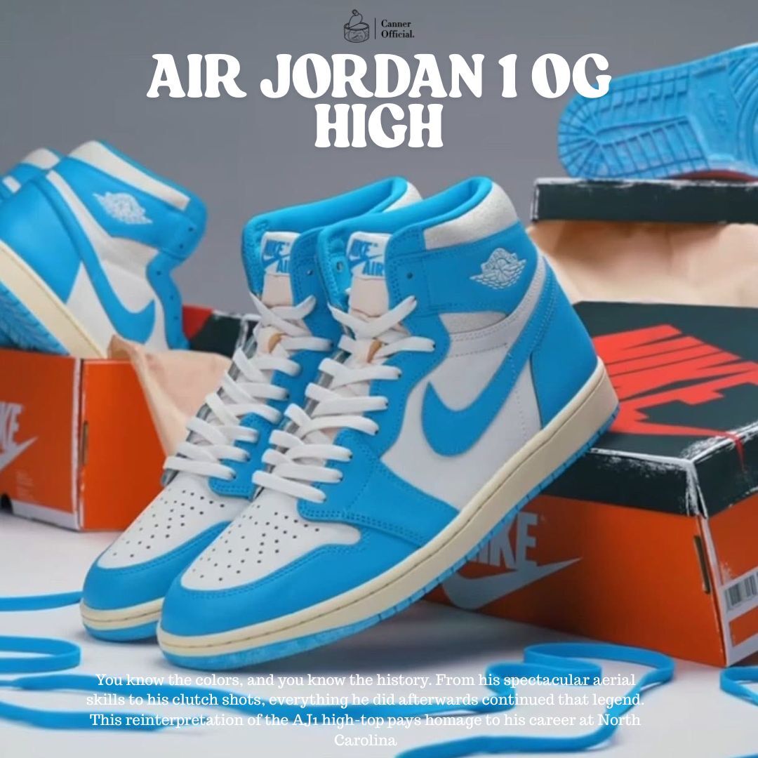 NIKE AIR JORDAN 1 OG HIGH UNC 做舊 裂紋 奶油底 北卡藍 男鞋 DZ5485-402