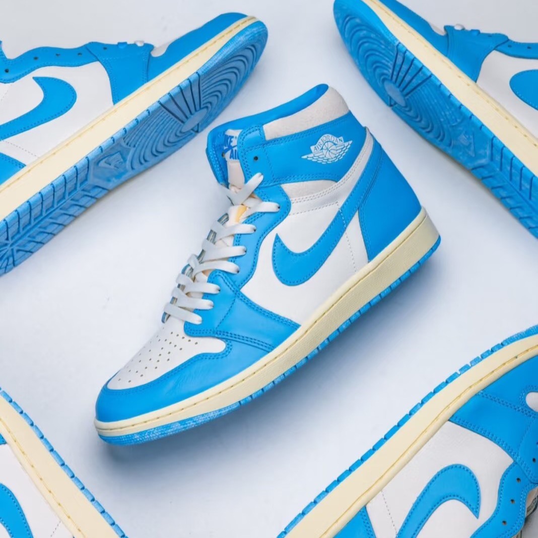 NIKE AIR JORDAN 1 OG HIGH UNC 做舊 裂紋 奶油底 北卡藍 男鞋 DZ5485-402