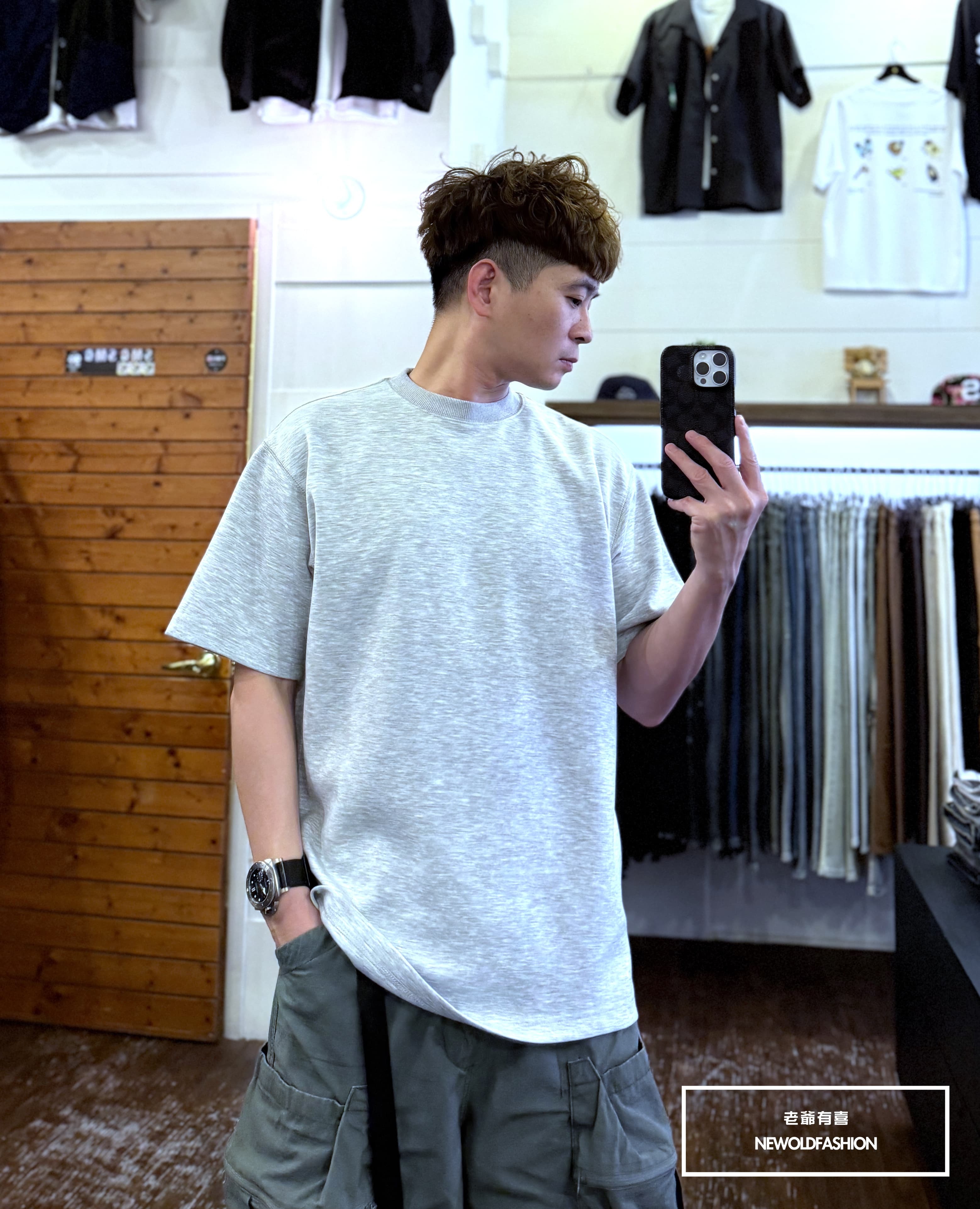 『新品上市』重磅反車線素面側開衩短T(NOF2505B88004)-淺灰