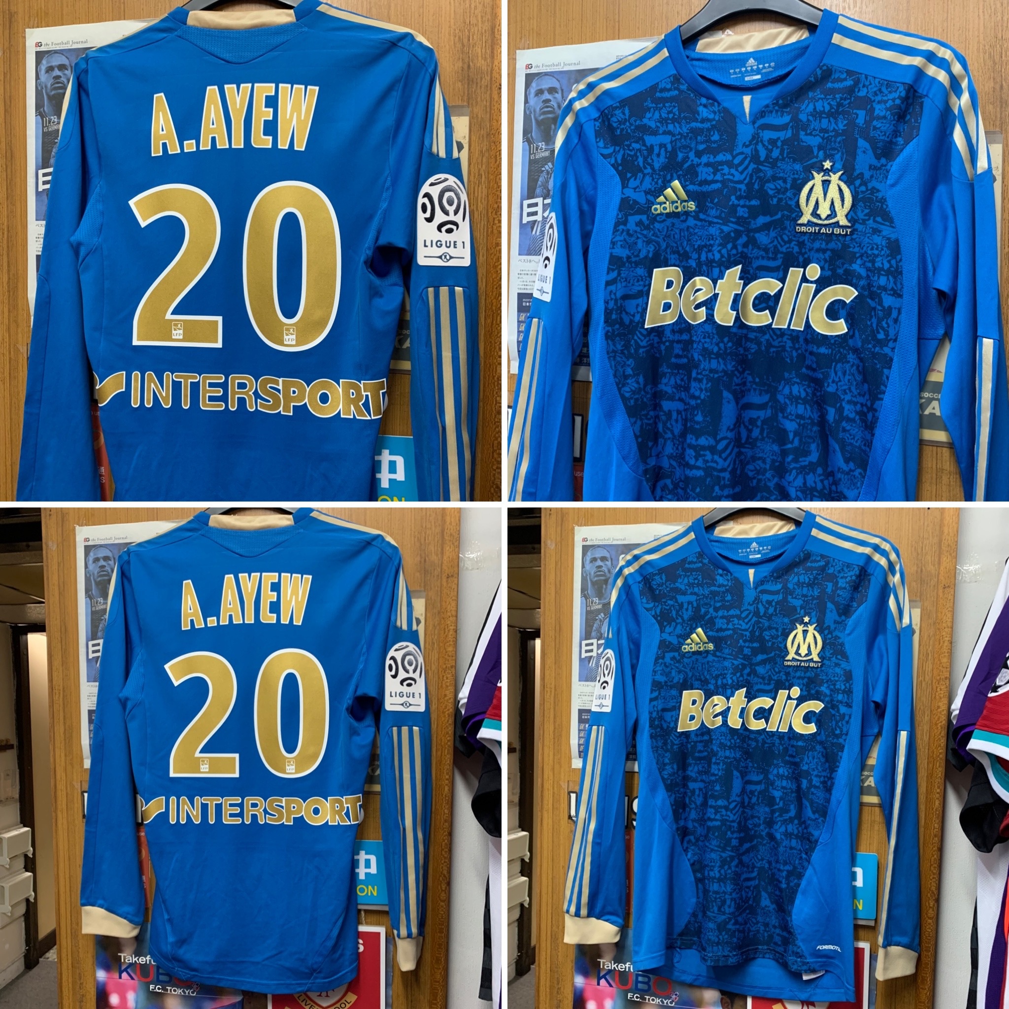 2011 Olympique Marseille Authentic LS Formotion Away shirt with 20 A.AYEW [Used, M 90% New]