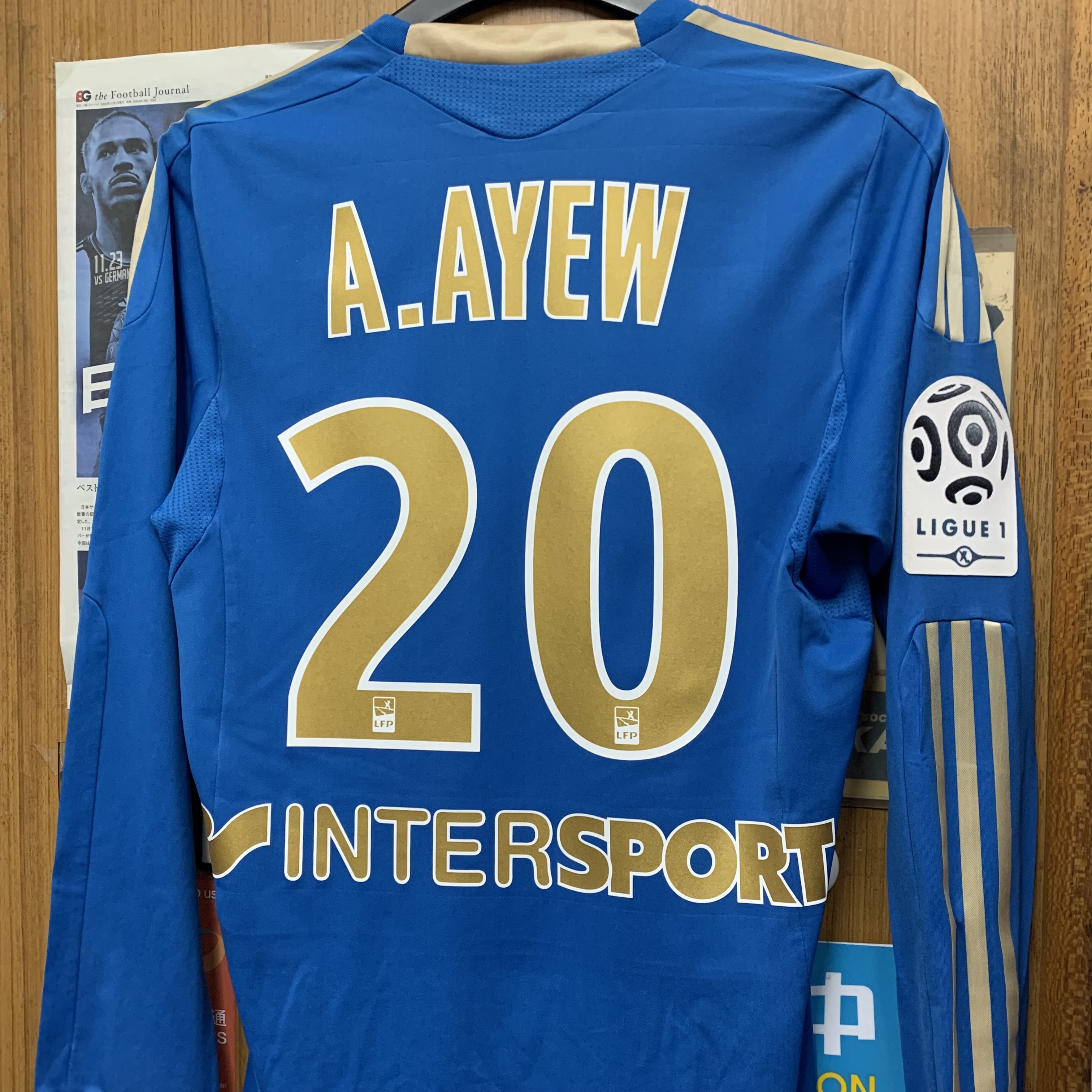 2011 Olympique Marseille Authentic LS Formotion Away shirt with 20 A.AYEW [Used, M 90% New]