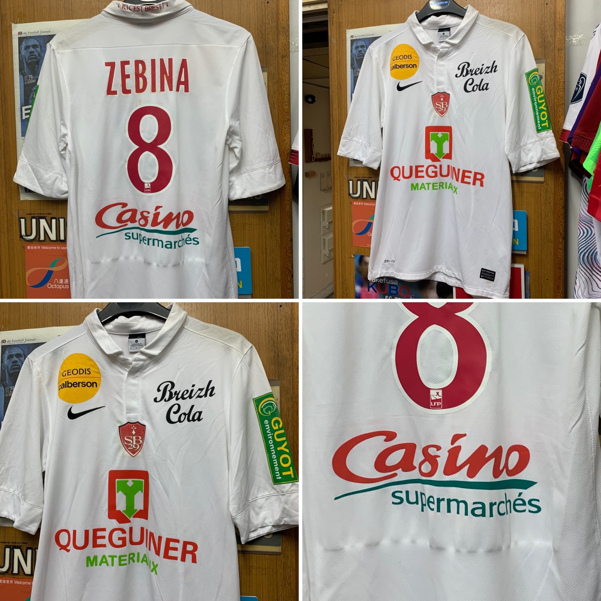 2011 Stade Brestois Home Shirt with 8 ZEBINA [Used, S 90% New]