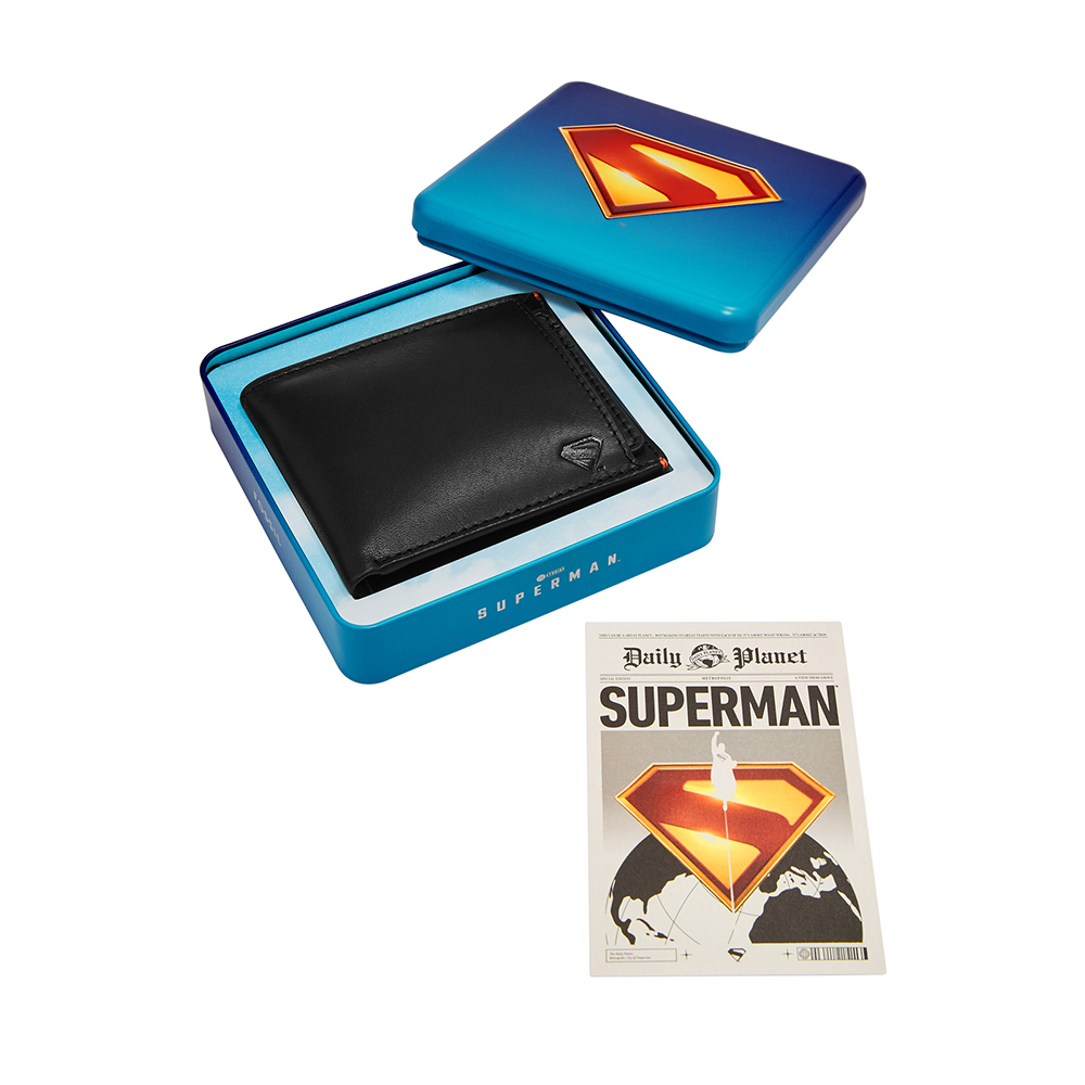 Superman x Fossil 超人聯名雙折皮夾-黑色 ML4705001