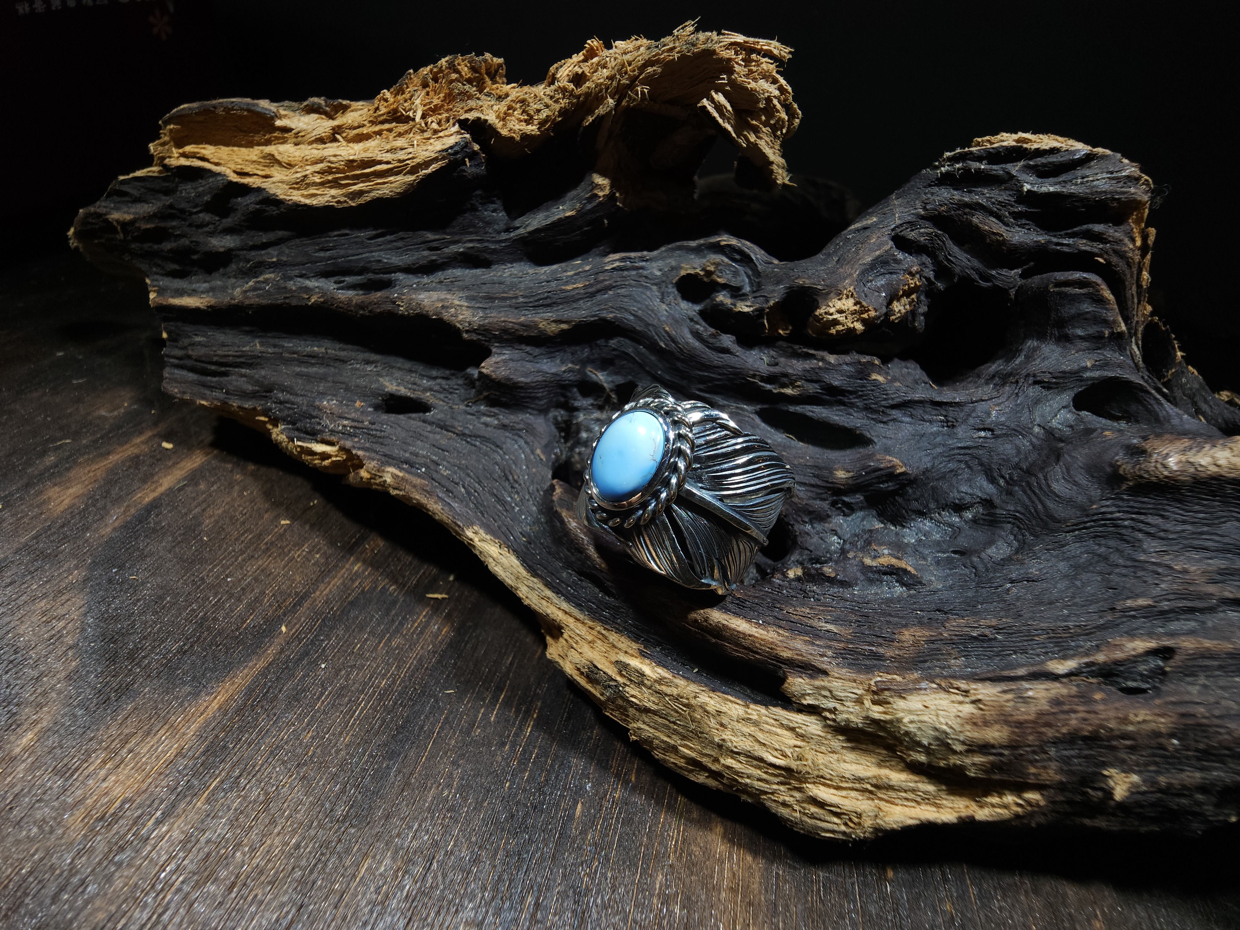 *Black Venom Jewelry- Freedom & Prayer 純銀勃羽戒鑲Golden Hill 松石