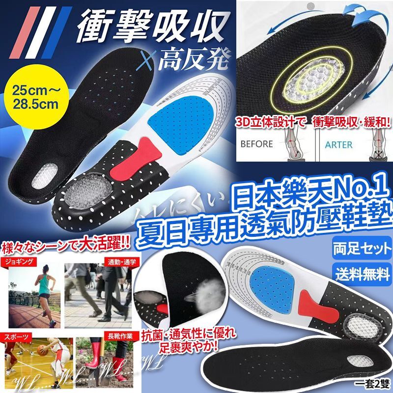 日本樂天 No.1 夏日專用蜂窩透氣防壓鞋墊 (1套2對)