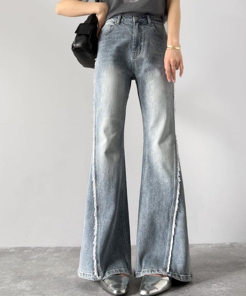 日本🇯🇵連線 Mily Bilet 復古風格側邊流蘇牛仔喇叭褲 喇叭褲 牛仔褲 流蘇 3色(任買兩件711免運)/預購