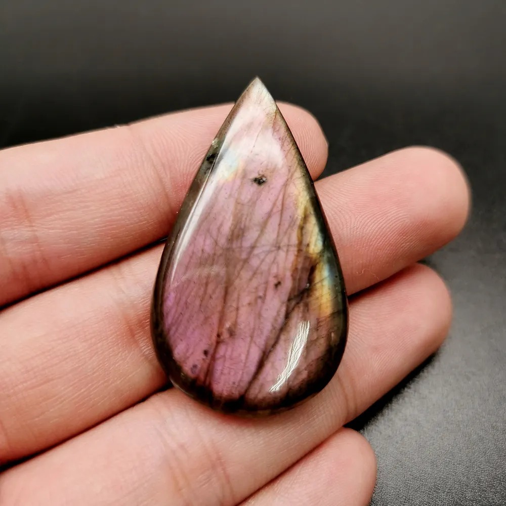 黑體藍光拉長石銀墜(Labradorite)