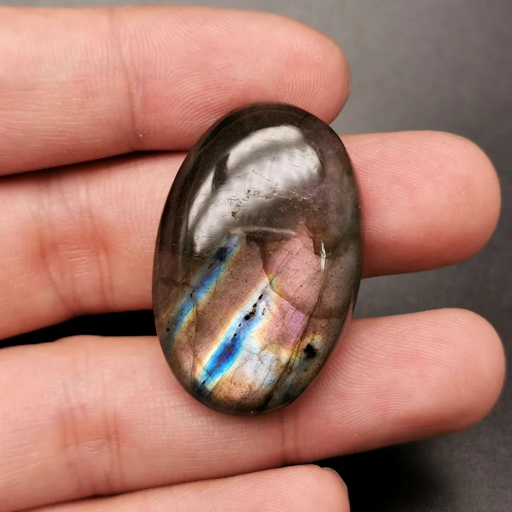 黑體藍光拉長石銀墜(Labradorite)