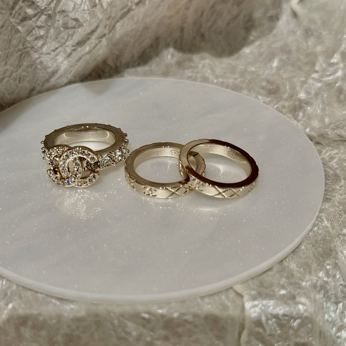 18k 香奶奶25p菱格滿鑽三合一”高奢定製戒組