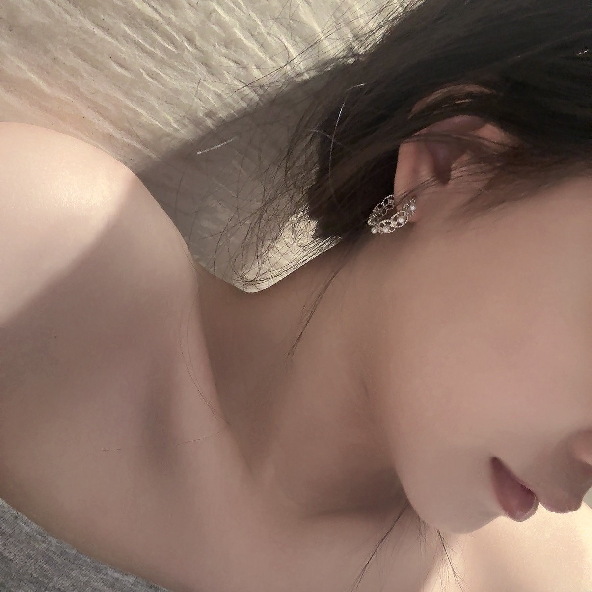 silver白金蕾絲珍珠耳釦釘圈