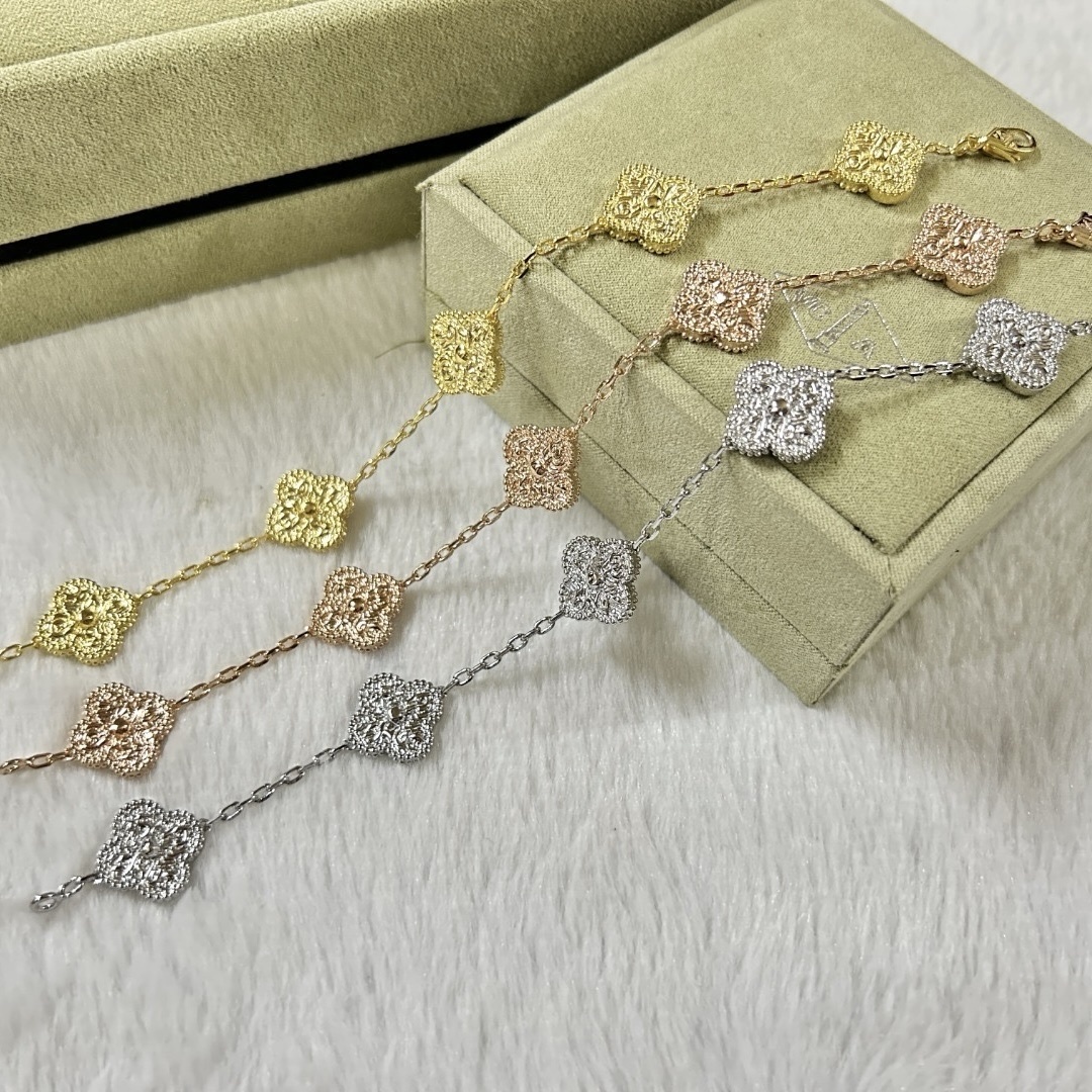 18k”經典燙金四葉草【中號五花手鍊】高奢定製系列