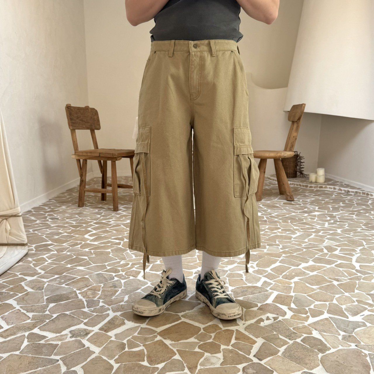 淨色工裝短褲 BY ATTENTION-395P