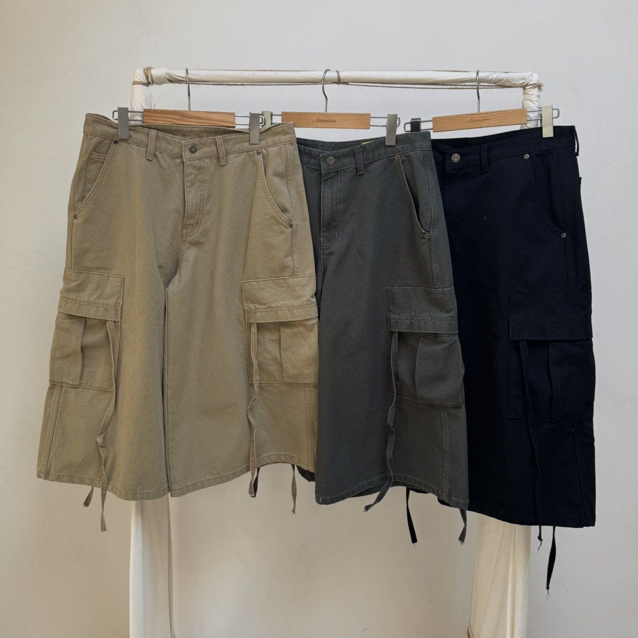 淨色工裝短褲 BY ATTENTION-395P