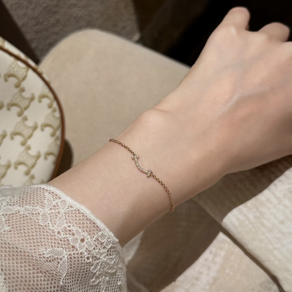 18k”Ti經典微笑線mini滿鑽/無鑽高奢定製手鍊