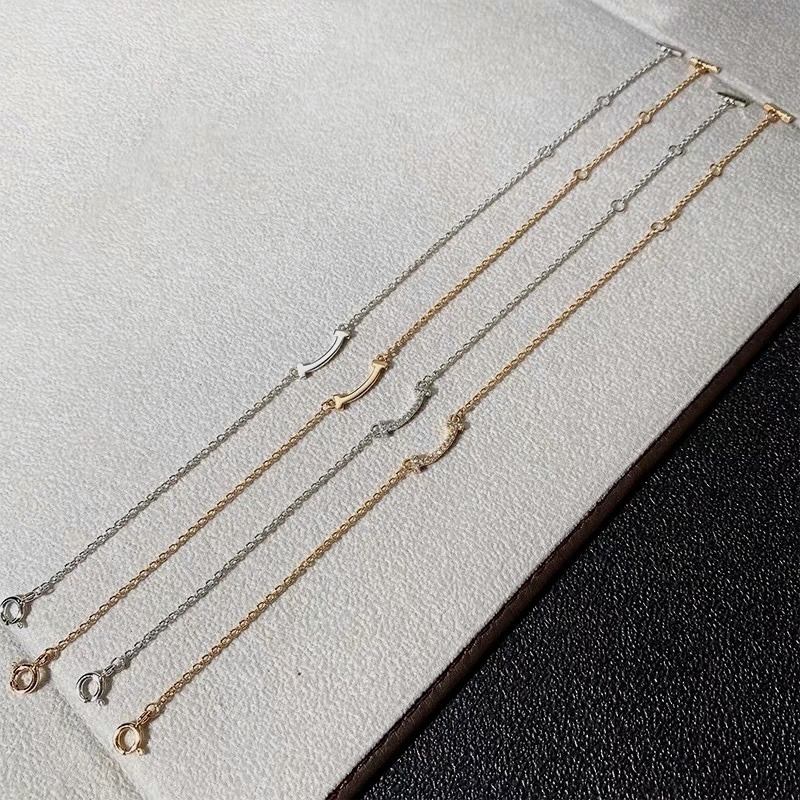 18k”Ti經典微笑線mini滿鑽/無鑽高奢定製手鍊