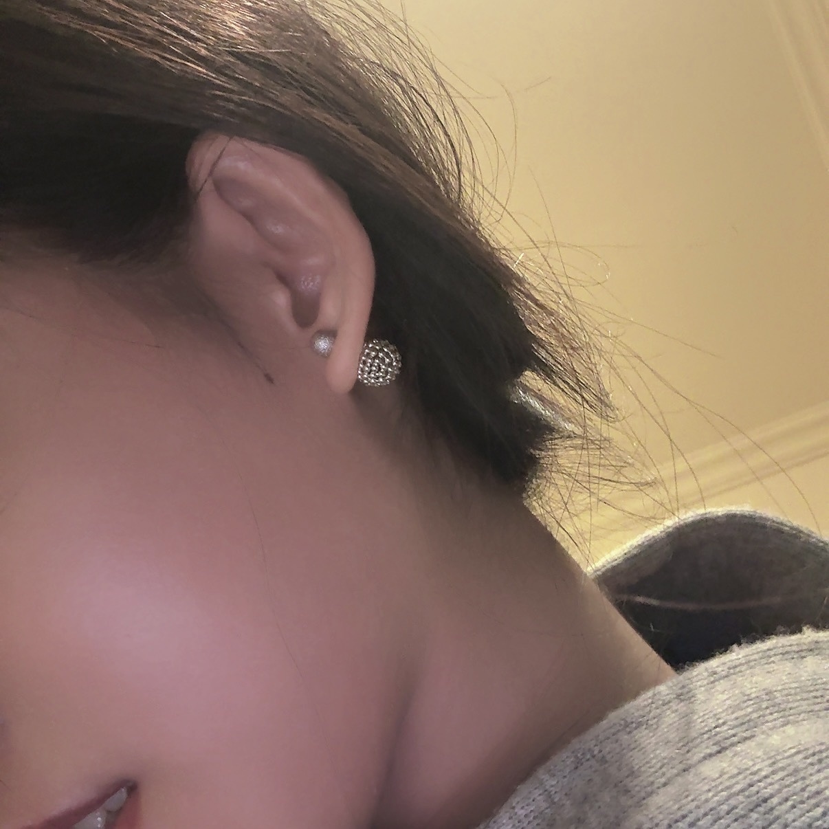 silver銀箔圓珠高級夢幻珍珠系”後釦耳釘