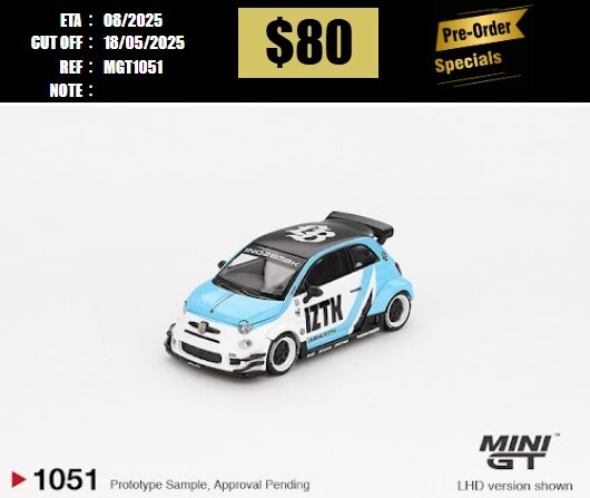 PO-$80 * MINI GT * 1:64 #1051 Abarth 595 LB-WORKS x Abas Works IZTK LHD [OD11/05]
