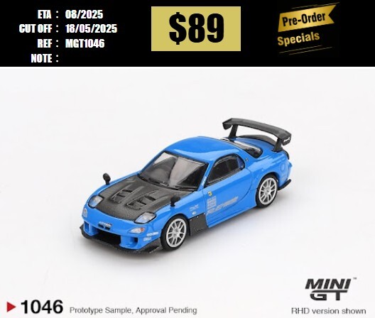 PO-$89 * MINI GT * 1:64 #1046 Mazda RX-7 RE-Amemiya 20B NA 3ROTOR-7 “Ama-san Go” RHD [OD11/05]