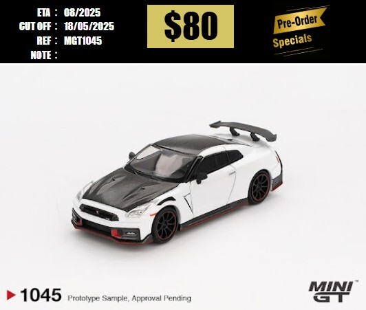 PO-$80 * MINI GT * 1:64 #1045 Nissan GT-R Nismo 2024 Brilliant White Pearl RHD [OD11/05]