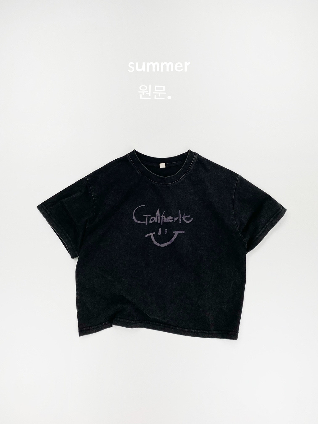 復古刷舊純棉微笑上衣