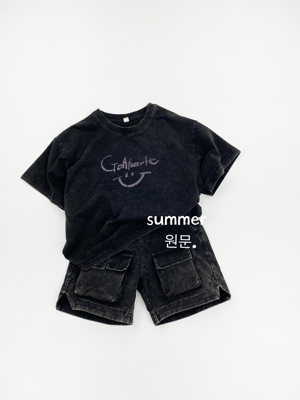 復古刷舊純棉微笑上衣