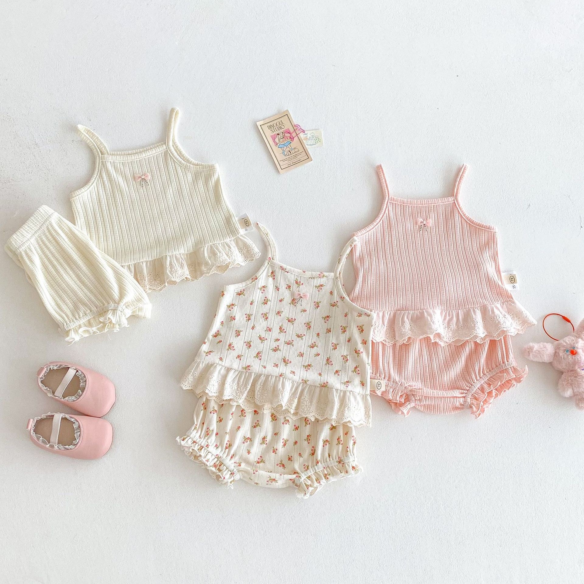 三色清涼花邊套裝