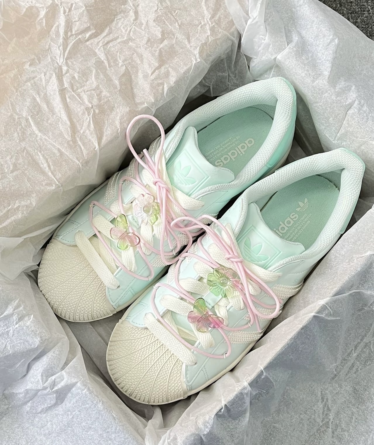 Adidas Originals superstar 2 薄荷綠 淺綠色 白綠色 皮革 串珠 雙鞋帶 解構 貝殼鞋 JR1333/預購