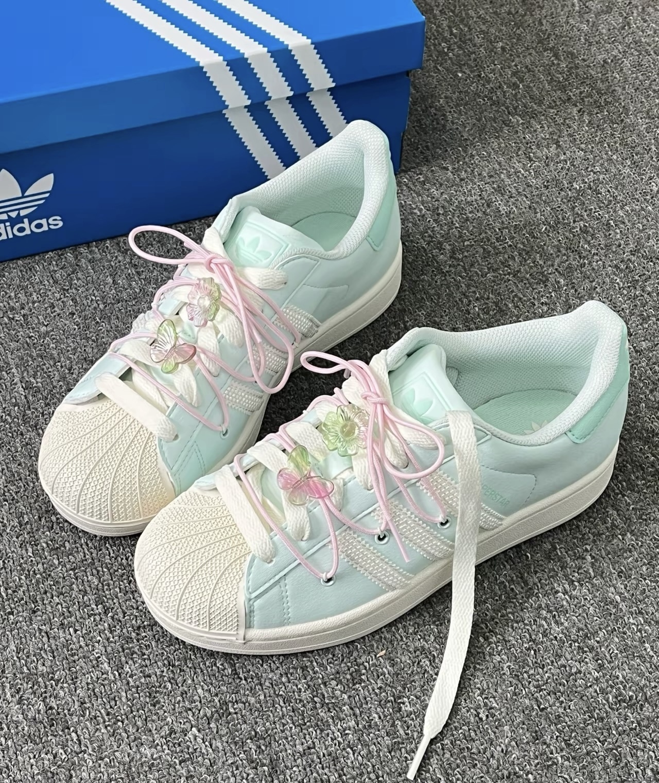 Adidas Originals superstar 2 薄荷綠 淺綠色 白綠色 皮革 串珠 雙鞋帶 解構 貝殼鞋 JR1333/預購