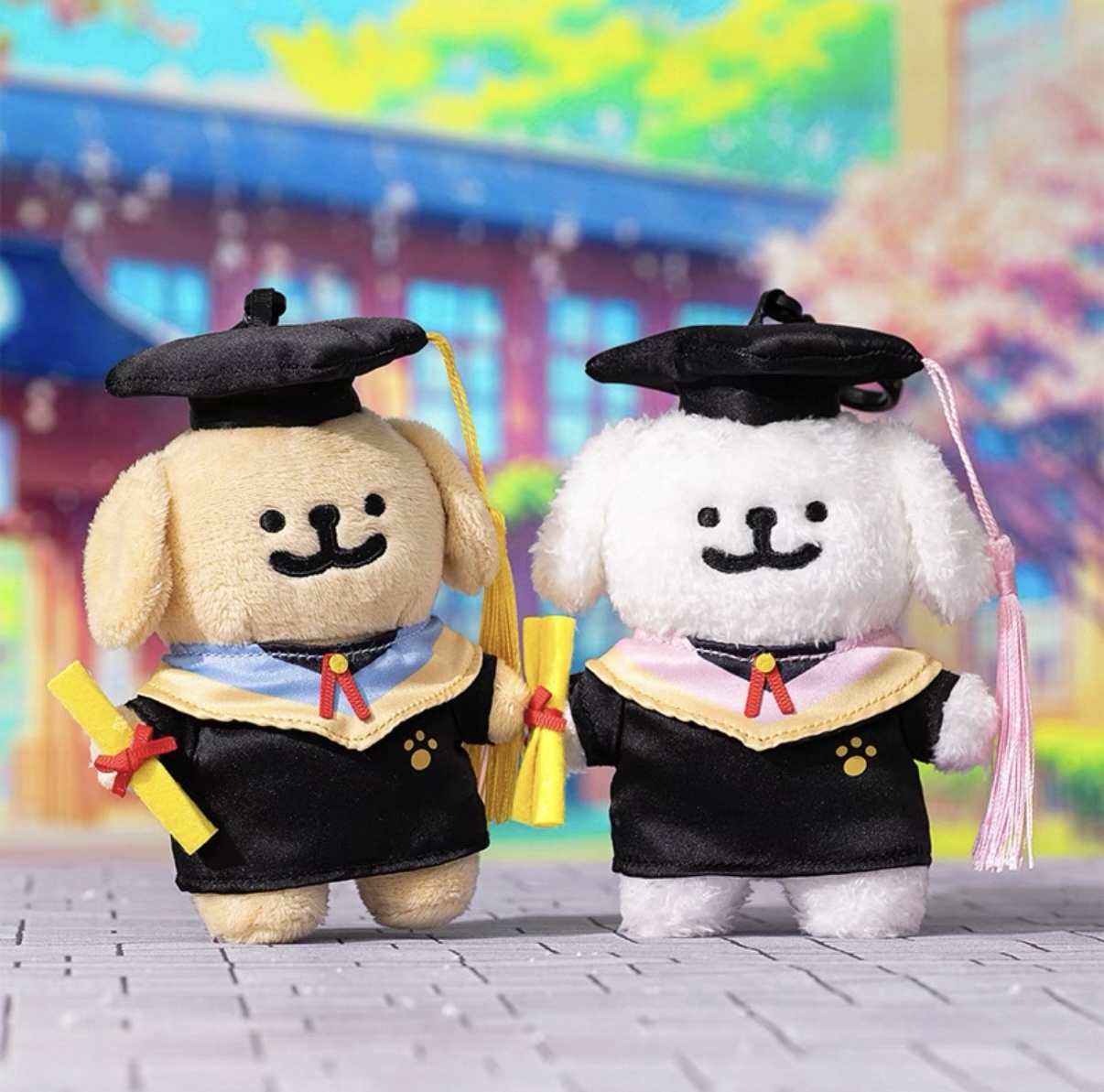 線條小狗 Maltese 正版授權 畢業季系列 毛絨吊飾 學士服 吊飾 2款(任買兩件超商免運)/預購