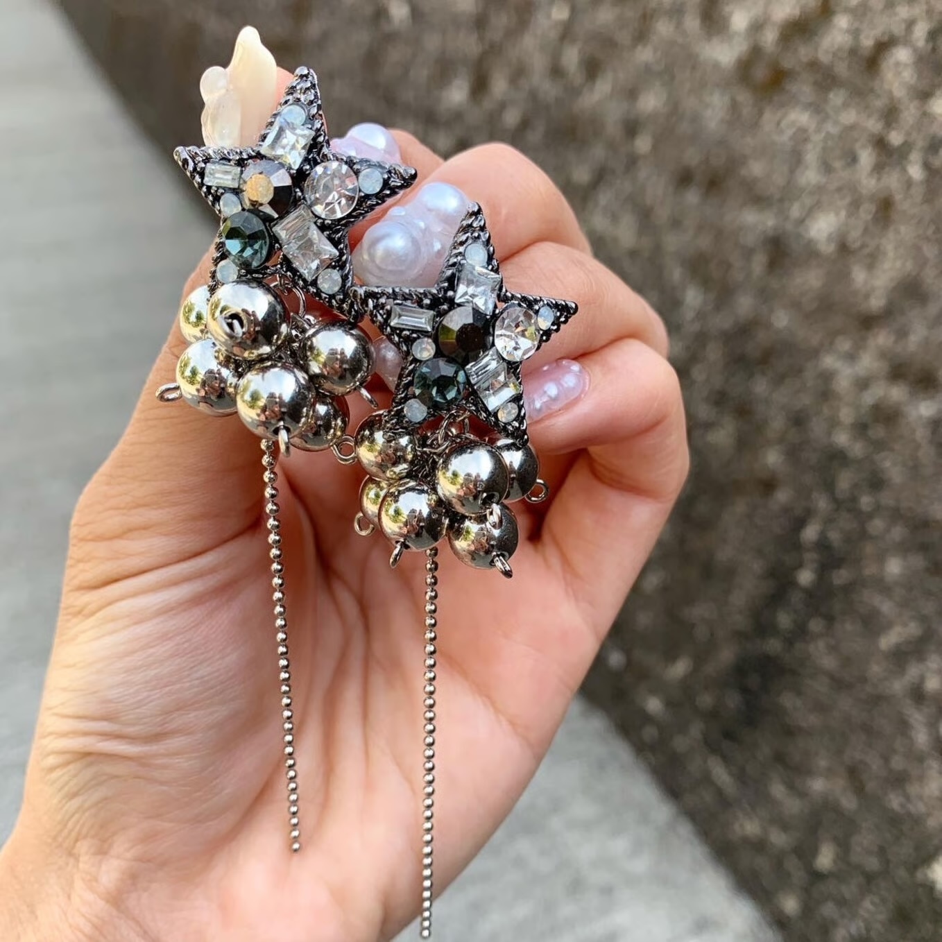 [m-world] black star ball | 耳夾 | NO.2