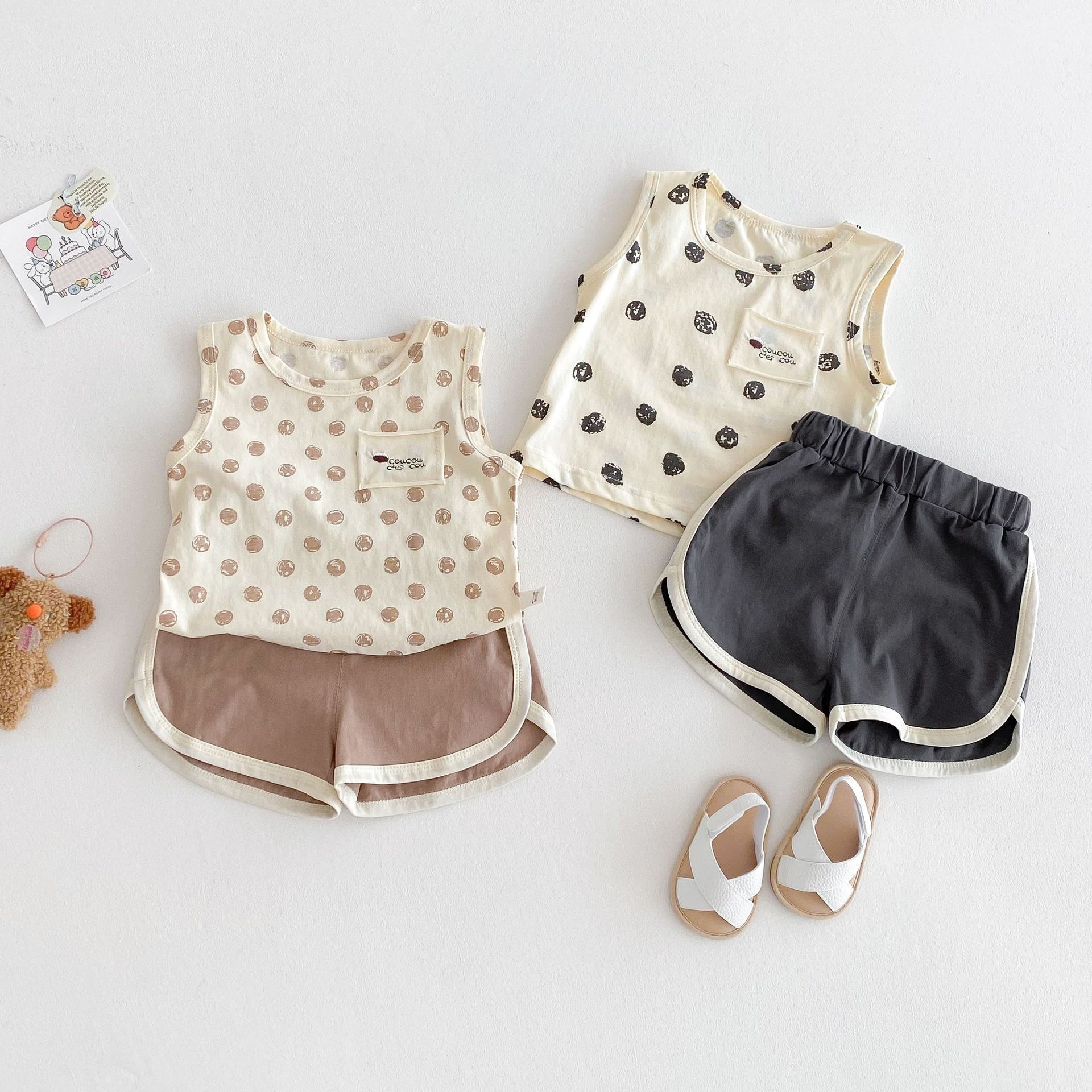 塗鴉小圓圈背心套裝