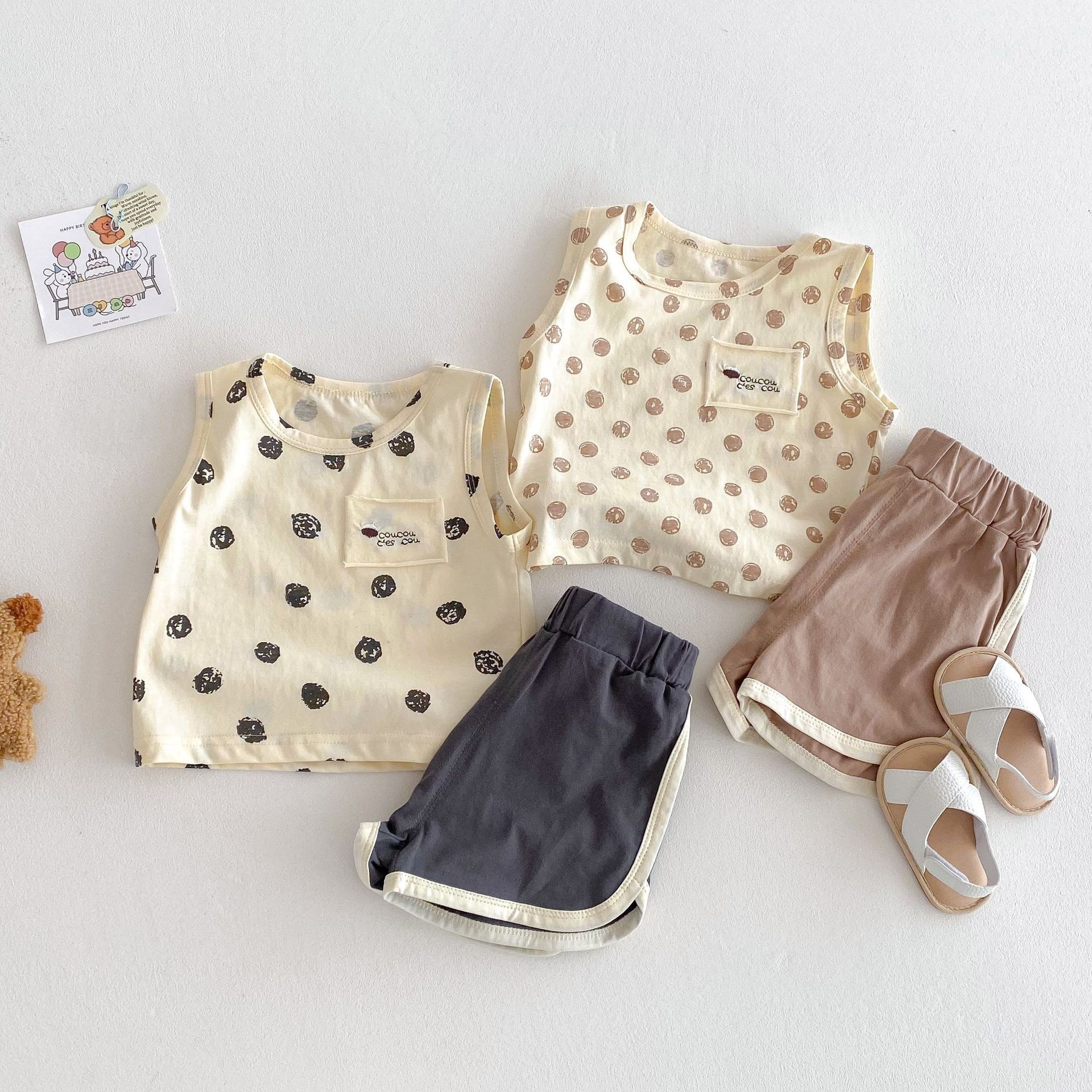 塗鴉小圓圈背心套裝