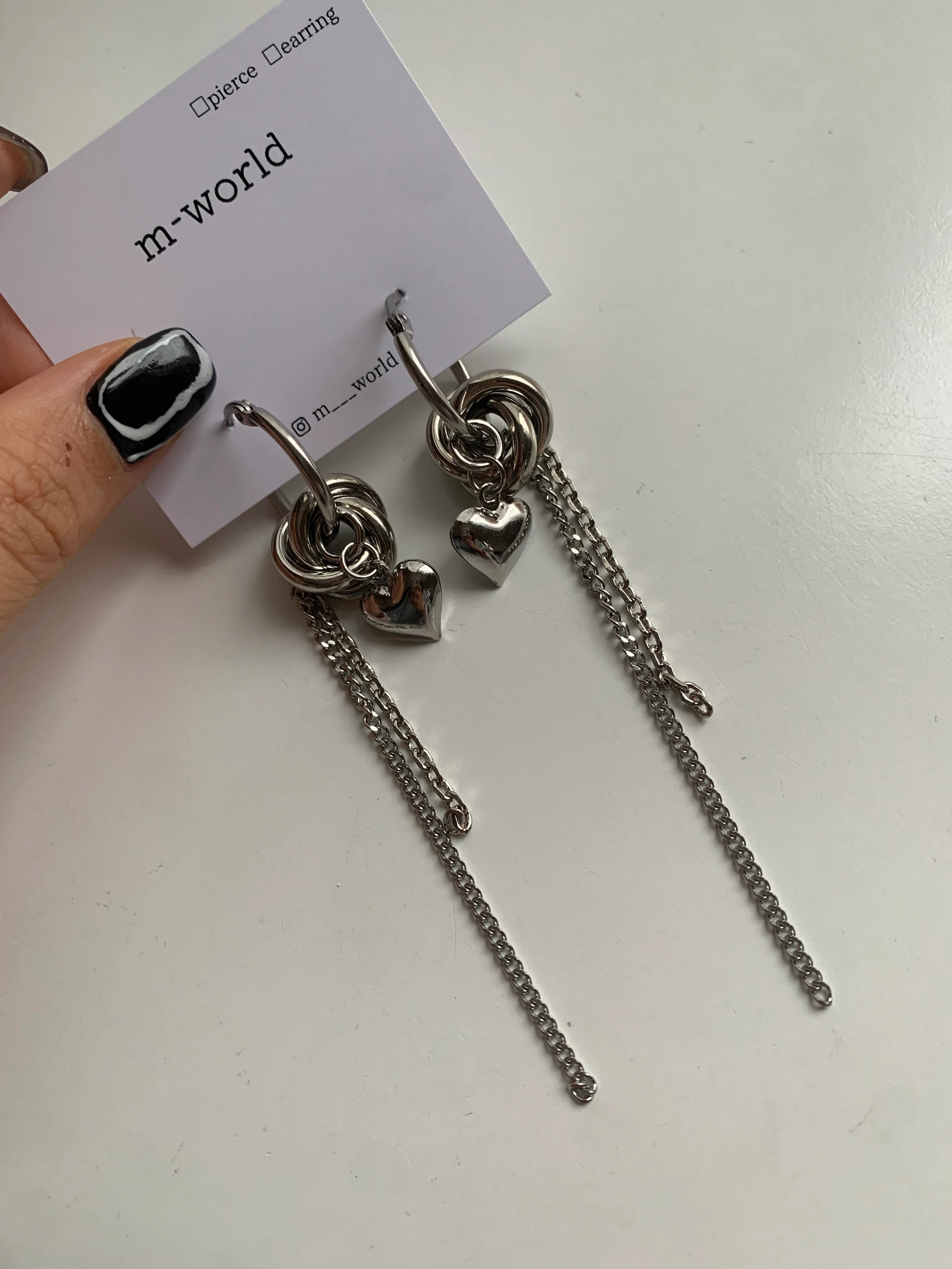[m-world] heart hoop long | 耳夾 | NO.24