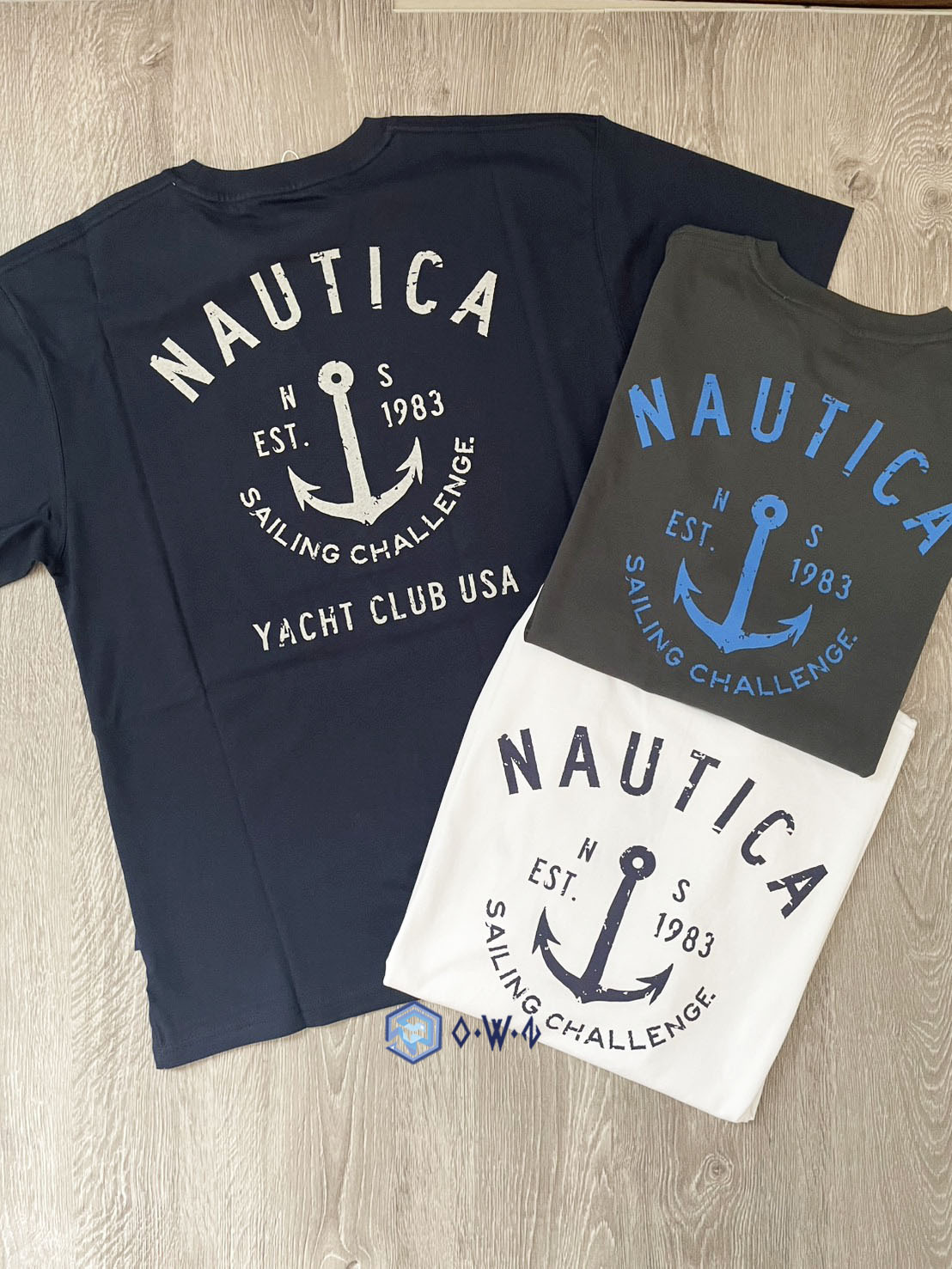 【OWN】Nautica 短袖上衣 夏季 新品 懷舊 復古 破壞 造型 不分男女 白色 炭灰 海藍