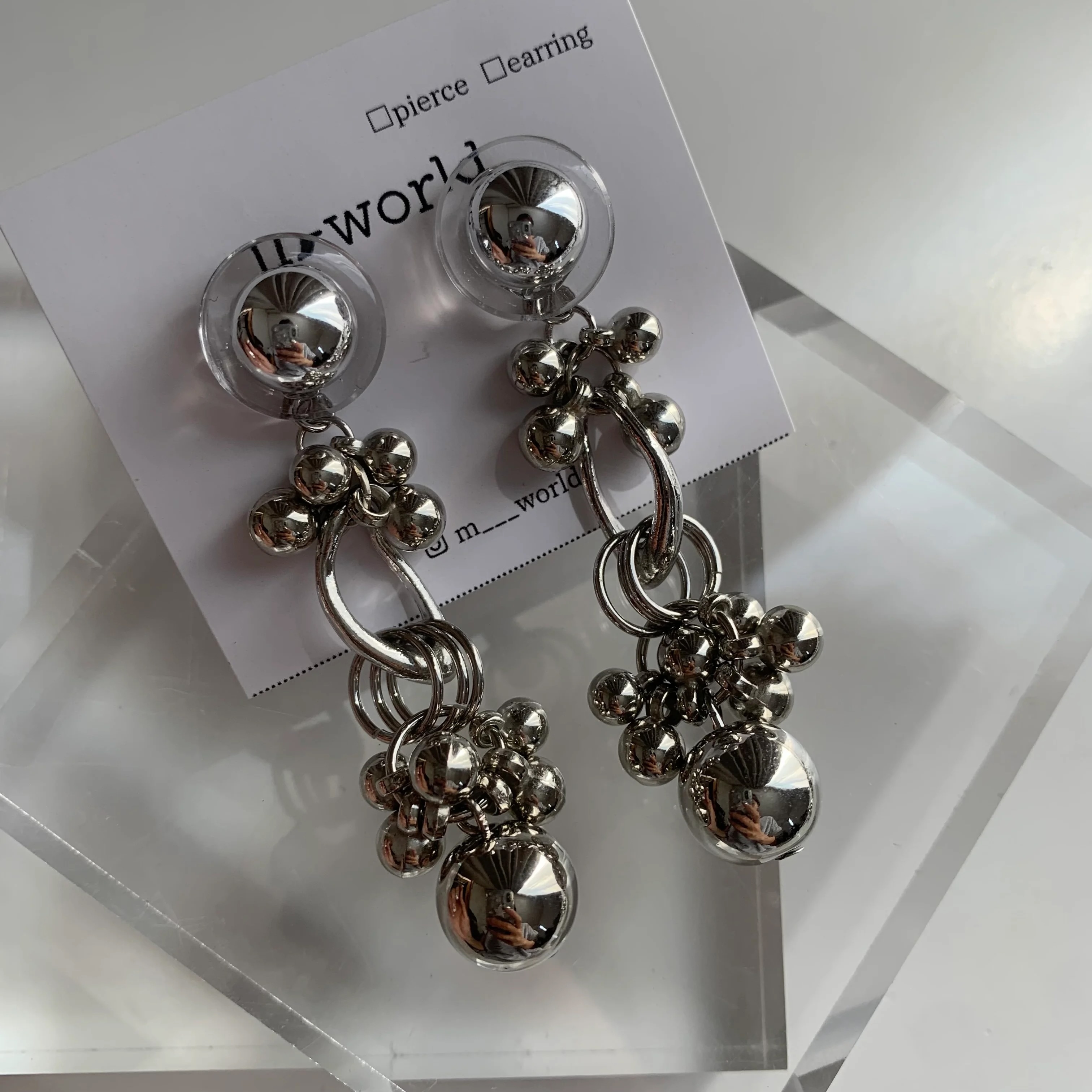 [m-world] clear×silver zyarazyara | 耳針 | NO.9