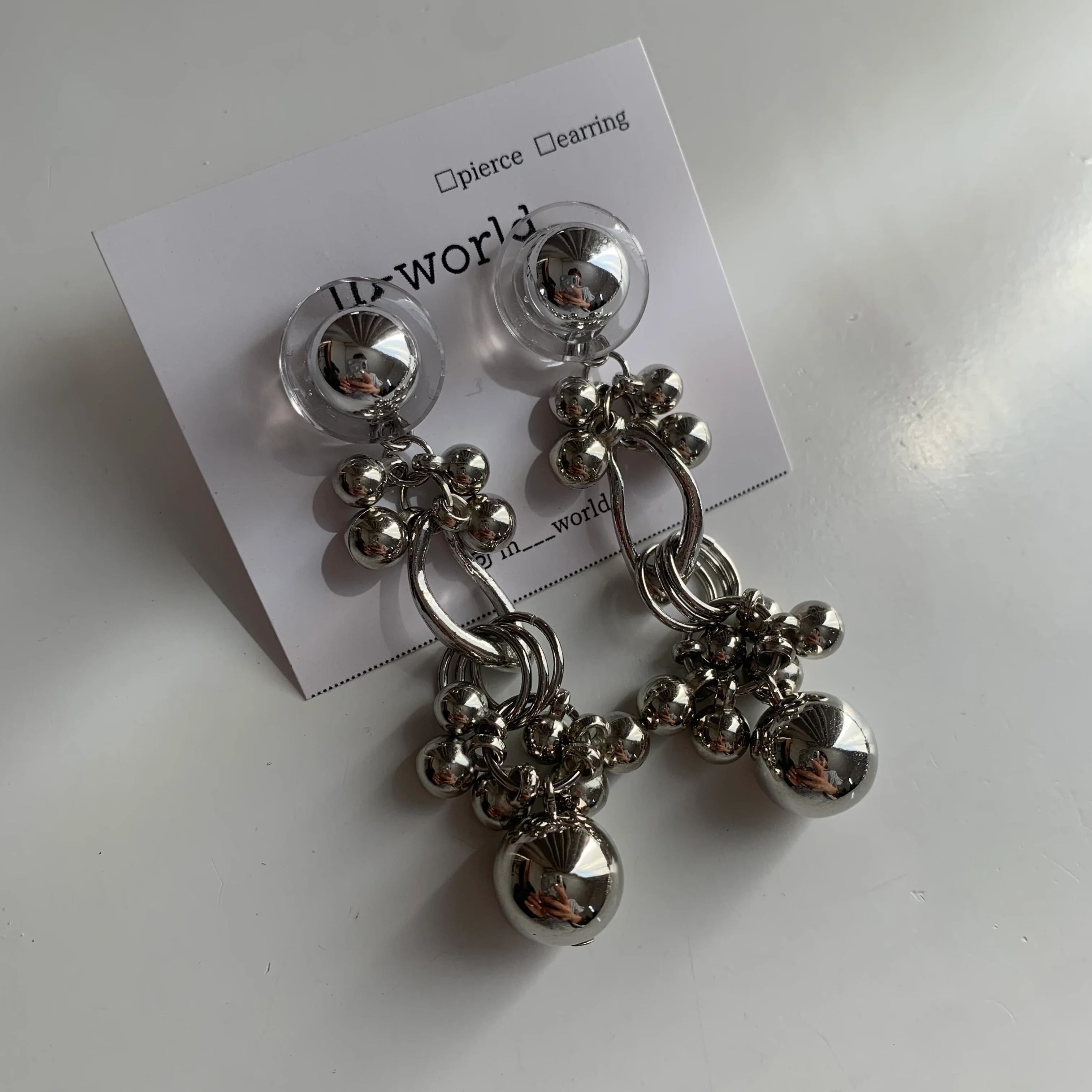 [m-world] clear×silver zyarazyara | 耳針 | NO.9