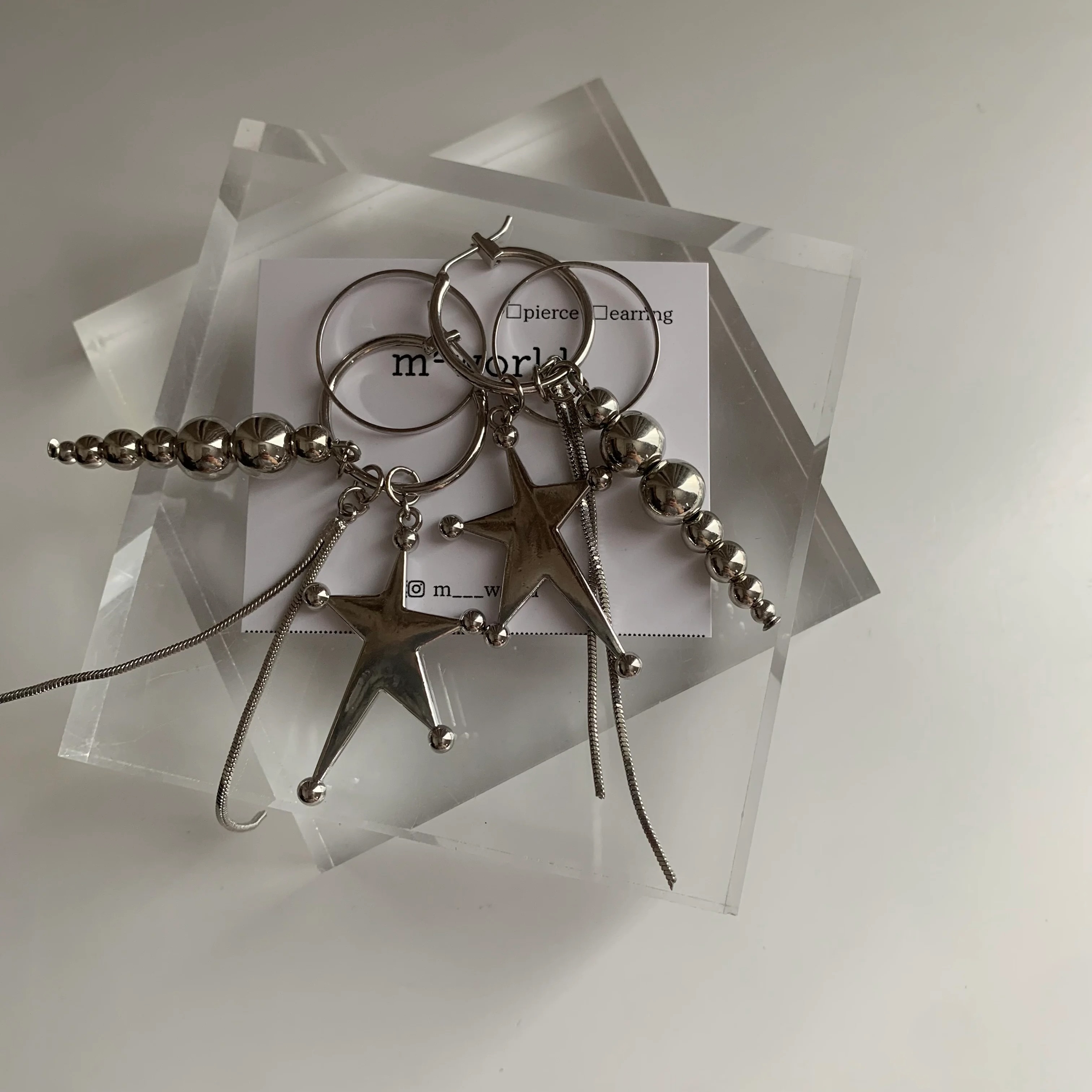 [m-world] hoop star silver | 耳針 | NO.11