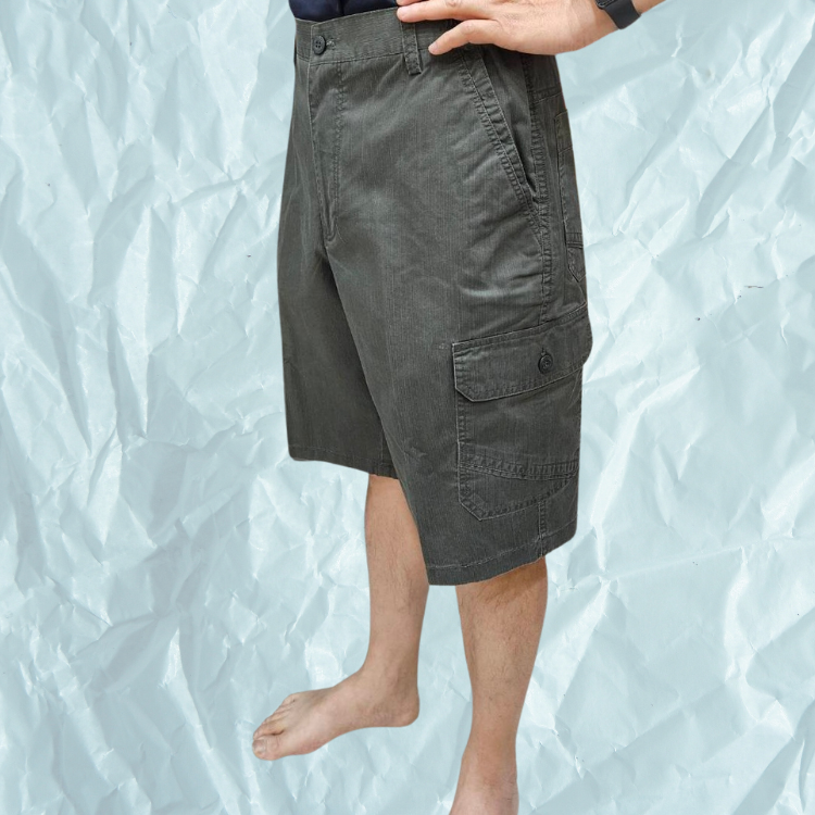 甄褲｜半鬆緊多口袋純棉短褲｜中高腰直筒五分褲・深灰/灰綠/咖啡（29~43 吋）