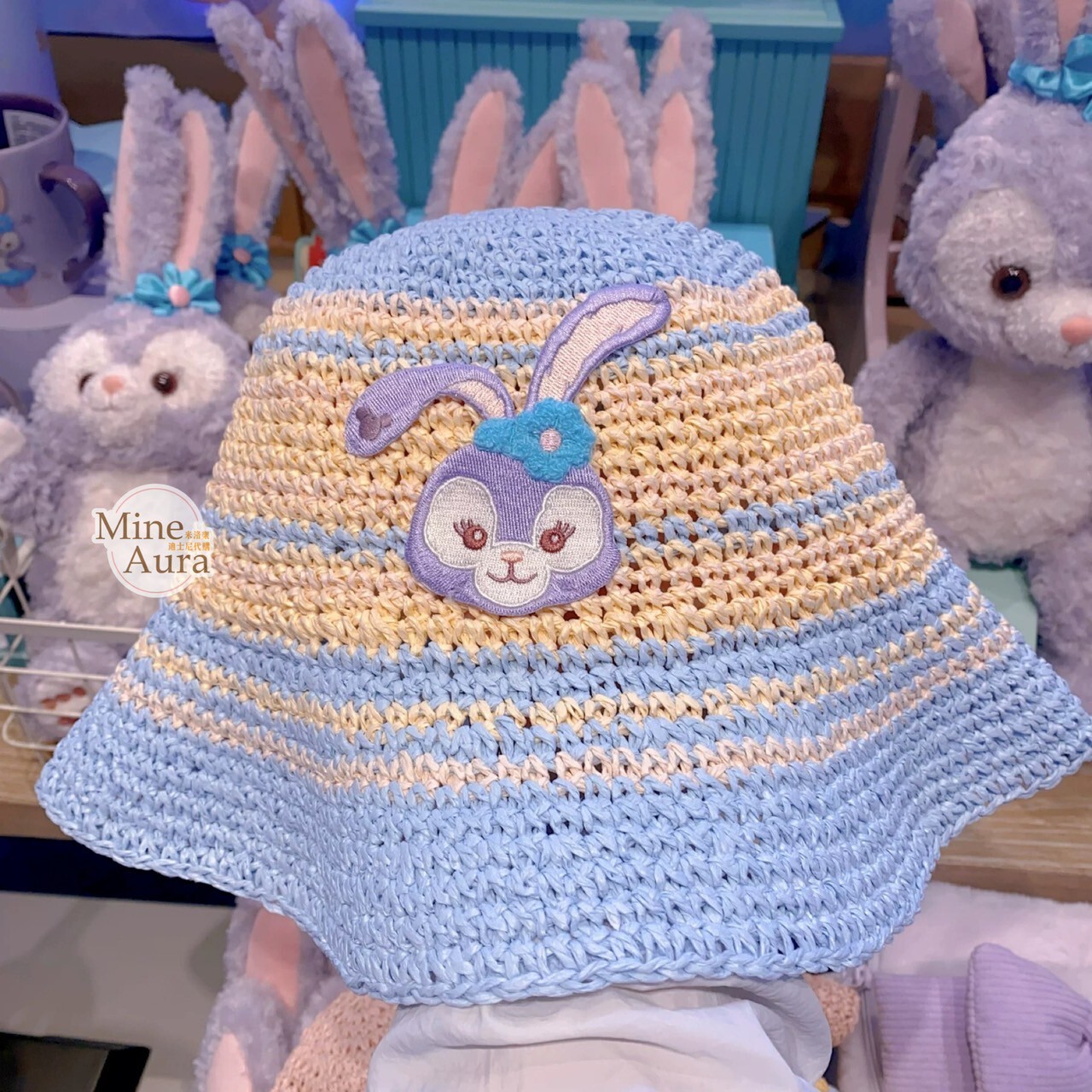 史黛拉露 星黛露 StellaLou 大頭刺繡 拚色 編織 草帽 遮陽帽 帽子 -上海迪士尼樂園
